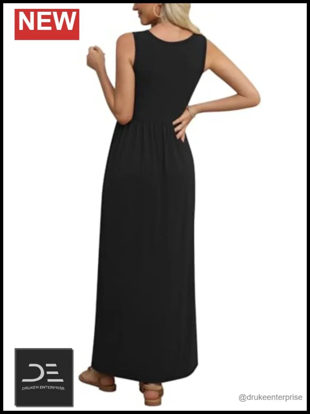 Sleeveless Loose Maxi Dress with Pockets Casual Long Dress Summer